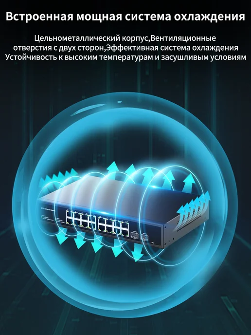 HORACO 16-портовый коммутатор 2.5G с 2 портами 10G SFP+, 2,5 г, 10 г, фото 3