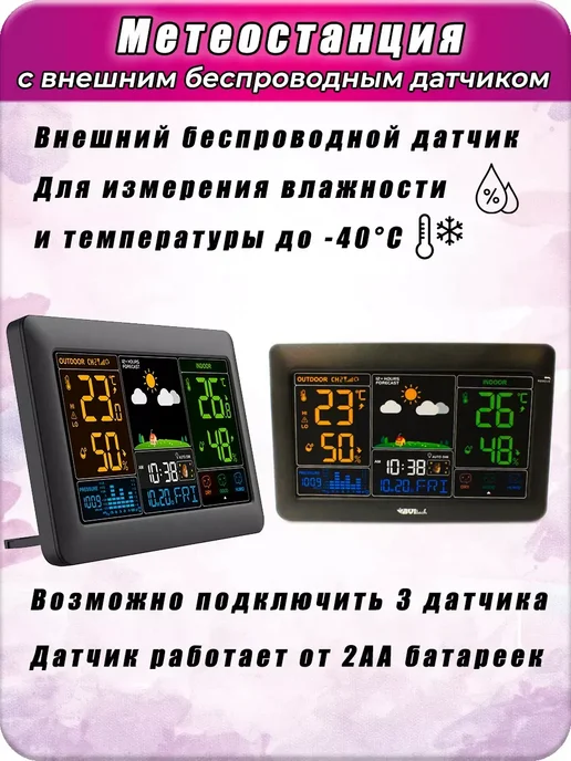 Домашняя погодная метеостанция с датчиком BV-621, черный, фото 5
