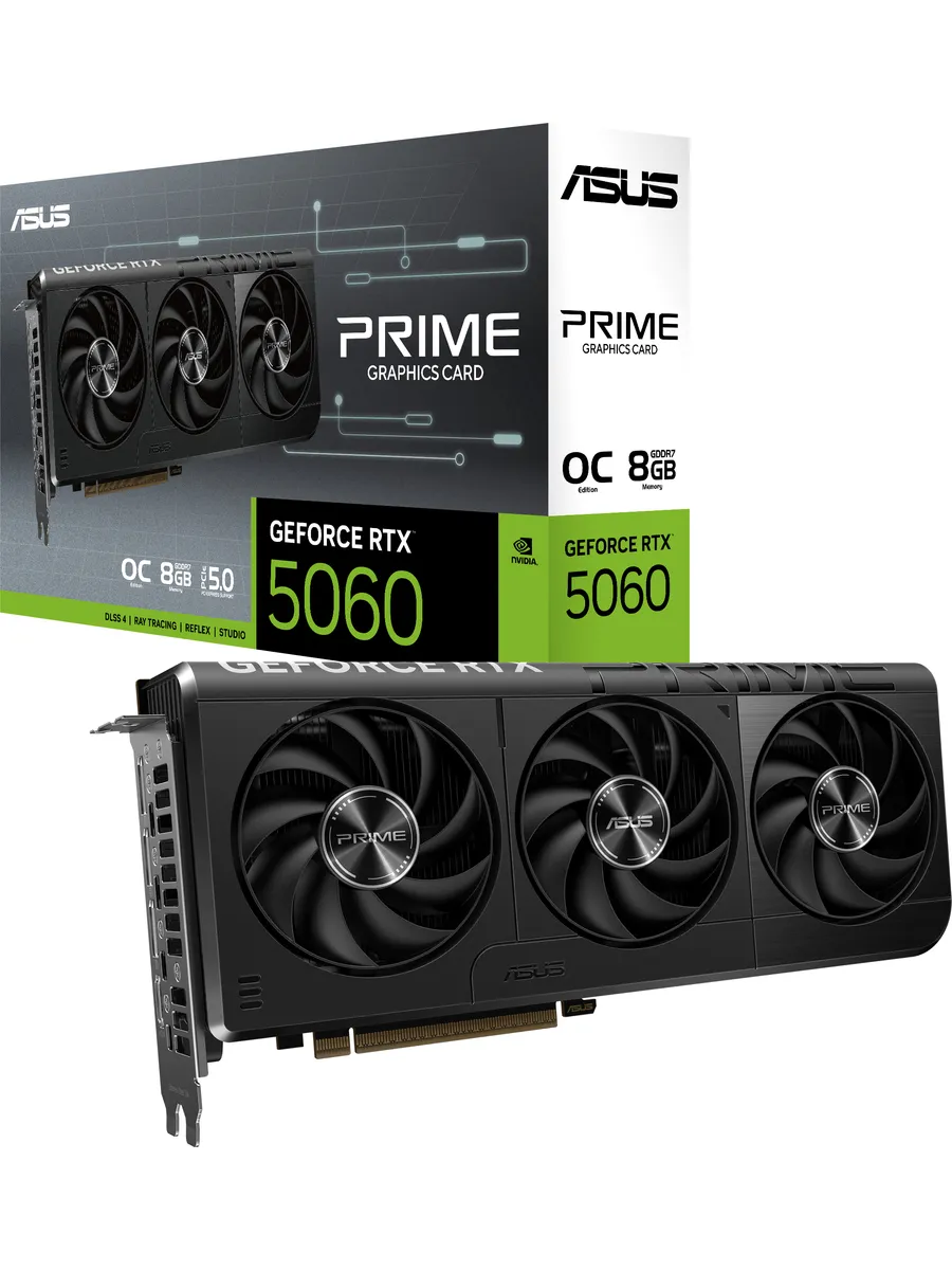 Asus Игровая видеокарта GeForce RTX 5060 PRIME OC, NVIDIA, 8 ГБ