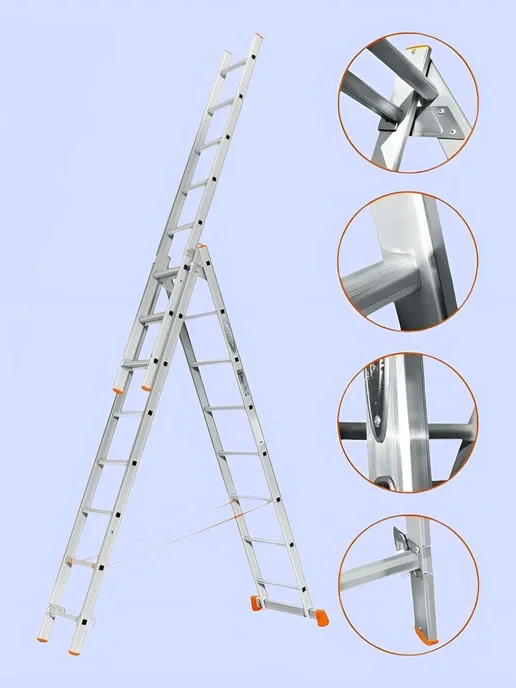 Эйфель Трехсекционная лестница Гранит 3х9, 3x8, фото 2