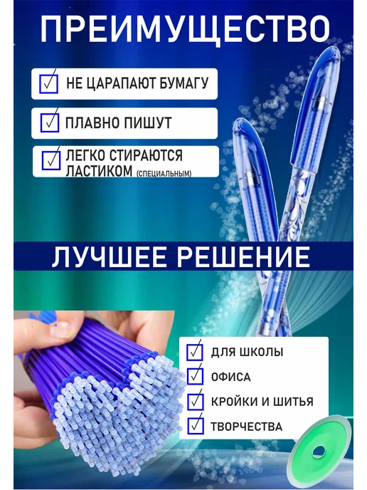 JILTAWI Набор гелевых ручек пиши стирай школьные, синий, 20 шт, фото 5