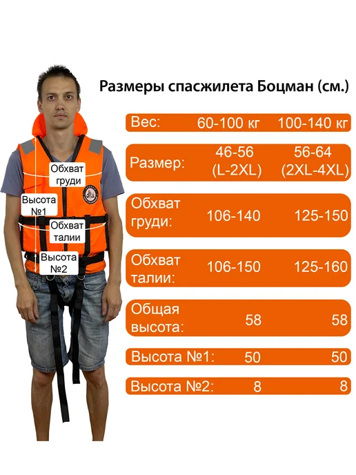 Sumka-Marine Спасательный жилет Боцман 100-140кг (размер 56-64 2XL-4XL), 56-64, 140 кг, фото 6