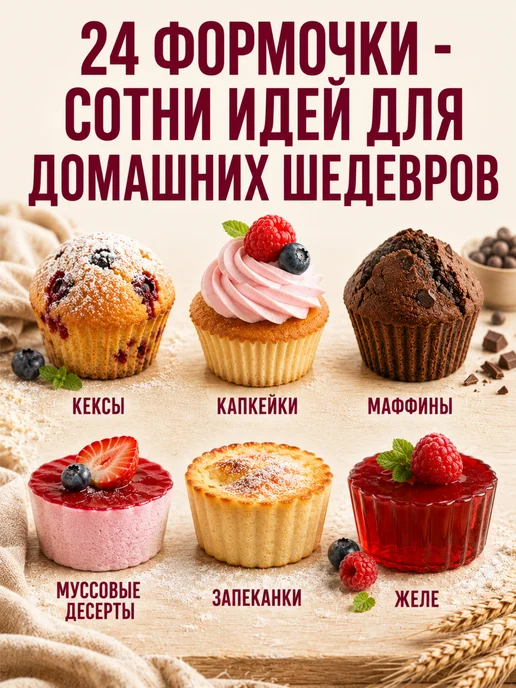 Candyman Форма силиконовая для кексов, маффинов набор 24 шт, 24 шт, фото 2
