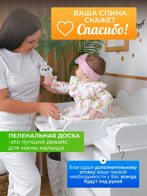 Пеленальная доска складная фигурная, белый, фото 3