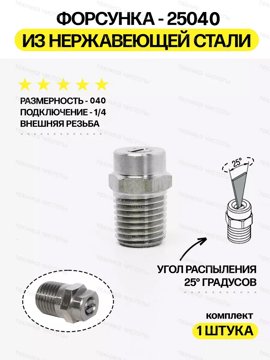 Форсунка 25040, 1/4внеш, нерж.сталь