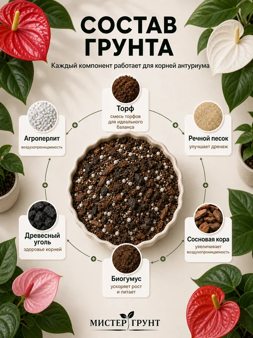 Мистер Грунт Грунт для антуриума 5л Люкс, 2 л, фото 3