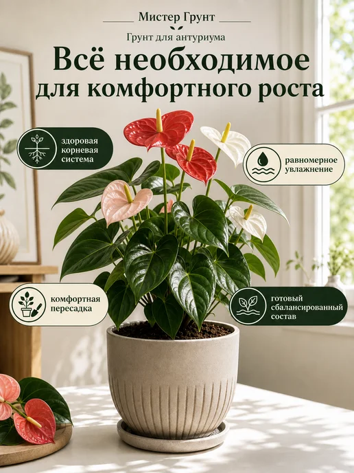 Мистер Грунт Грунт для антуриума 5л Люкс, 2 л, фото 8