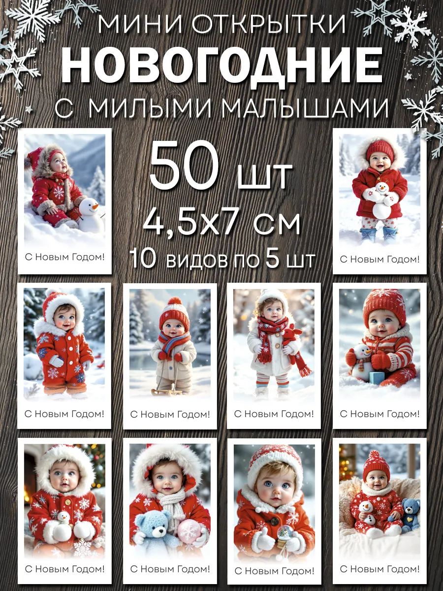 Новогодние открытки мини подарки Новый год 2026 украшения