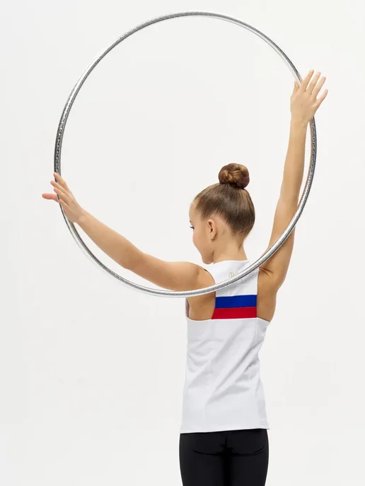 SETGYM Обруч гимнастический профессиональный 65см в синей обмотке, серебристый, фото 3