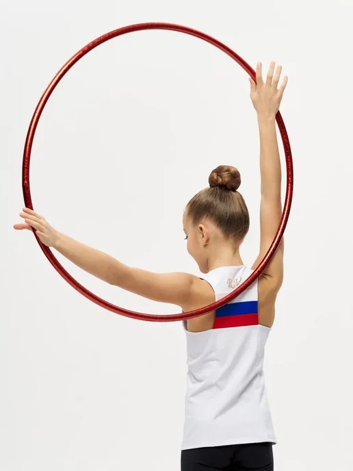 SETGYM Обруч гимнастический профессиональный 70см в синей обмотке, красный, фото 7