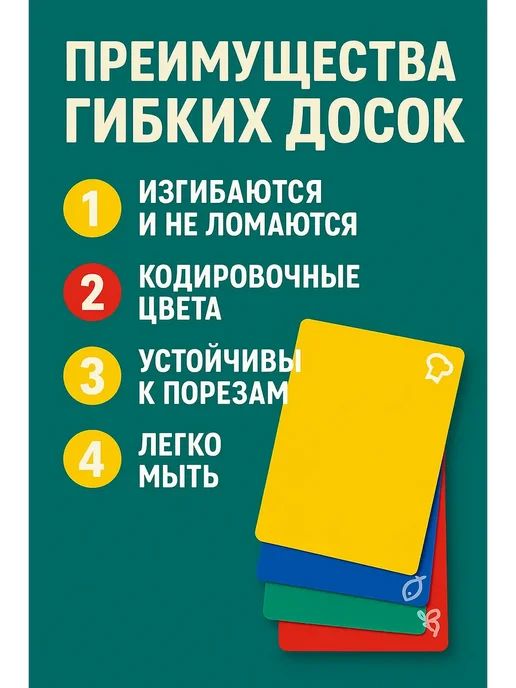 Q Набор гибких разделочных досок для кухни 4 шт, 4 шт, фото 2