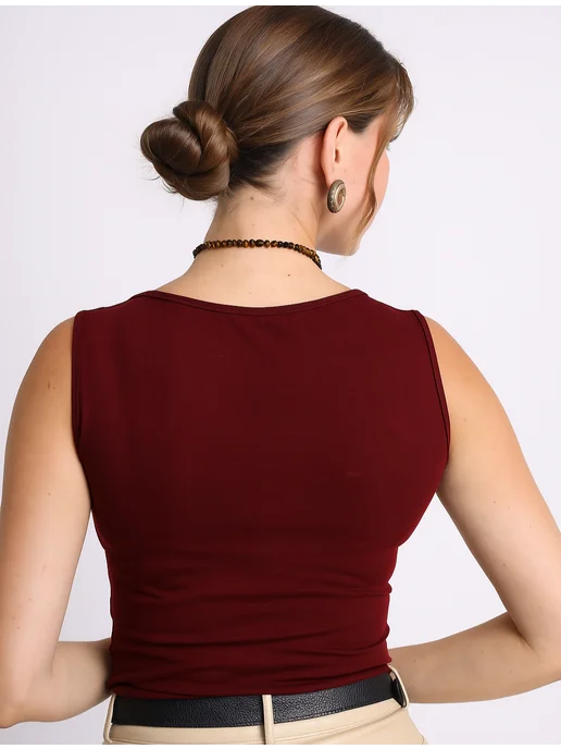 Lea Look clothes Майка летняя под пиджак с вырезом каре, красный, фото 2