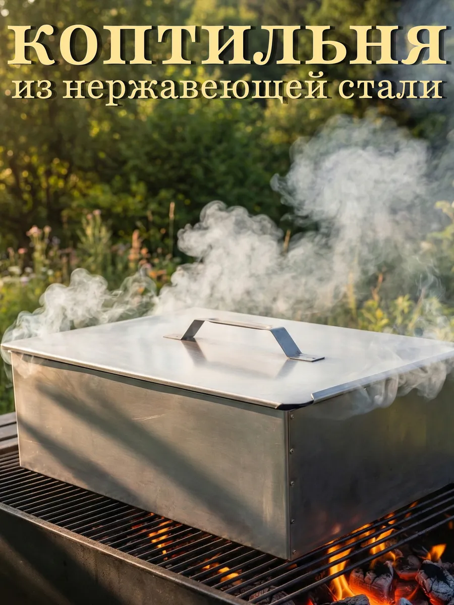 Коптильня из нержавеющей стали одноярусная с поддоном