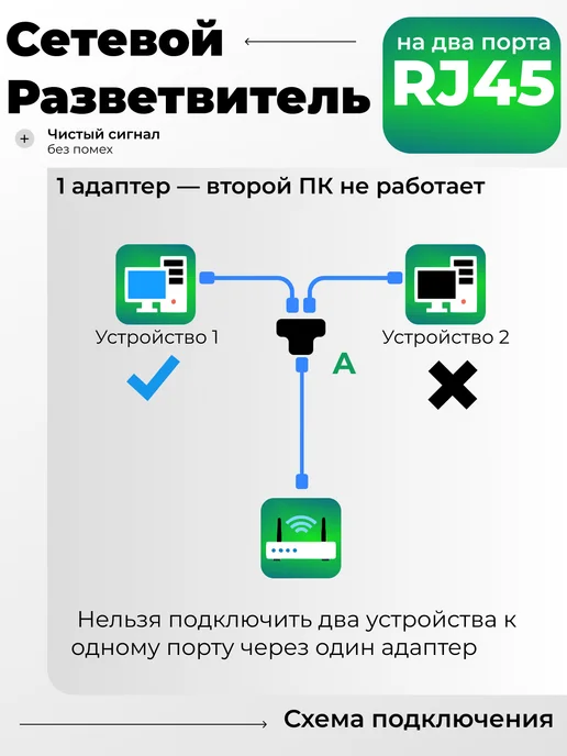 Разветвитель RJ45 для сетевого кабеля, черный, фото 3