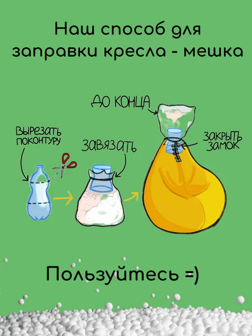 Наполнитель для кресла-мешка 150 л наполнителя для кресла мешка и пуфа, 150 л, фото 3