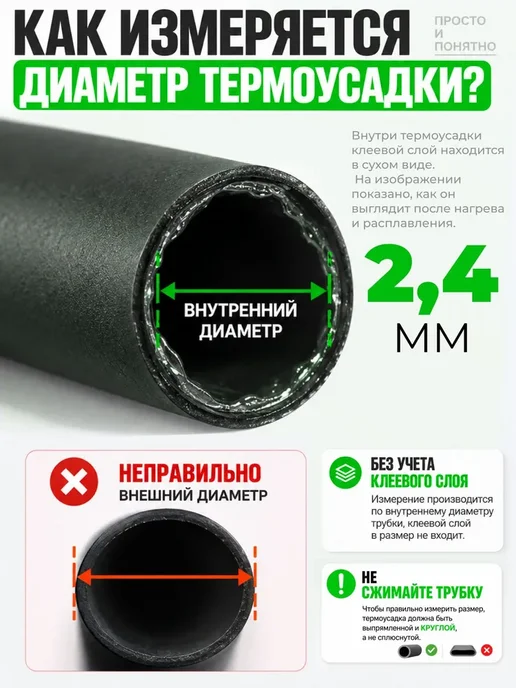 Термоусадка для проводов с клеевым слоем 3 м, 2,4мм, 3 м, фото 5