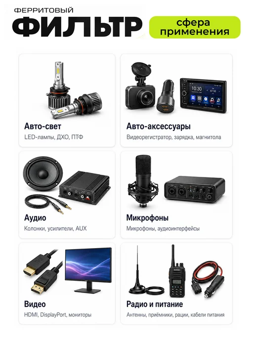 Ферритовое кольцо для проводов, 3,5–5 мм, черный, черный, фото 3