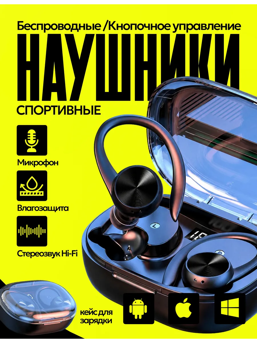 Наушники беспроводные спортивные с шумоподавлением