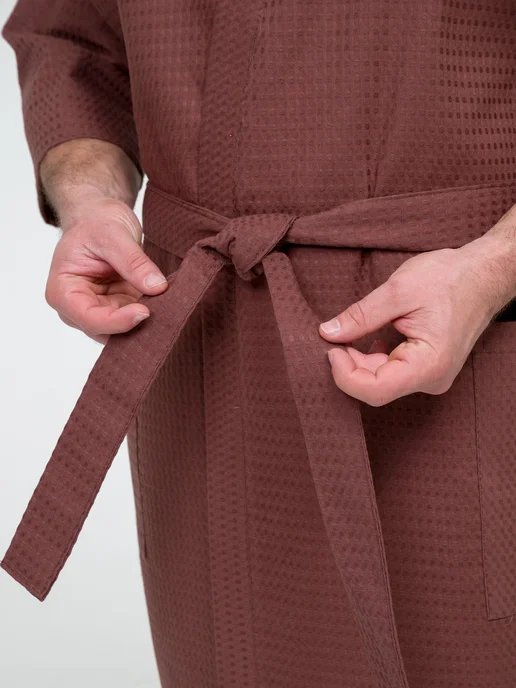 BIO-TEXTILES халат мужской банный вафельный, коричневый, фото 7