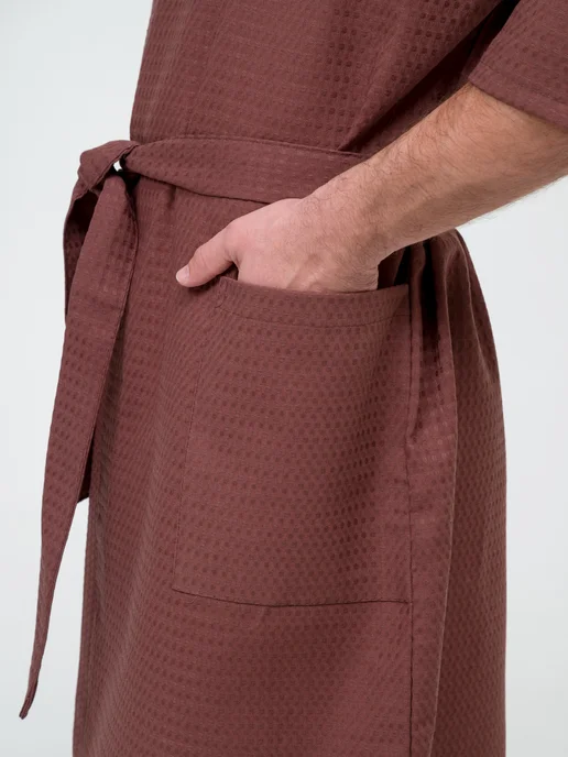 BIO-TEXTILES халат мужской банный вафельный, коричневый, фото 8