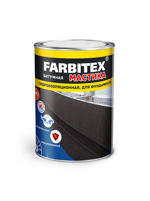 Farbitex Мастика битумная для фундамента, гидроизоляционная, вариант