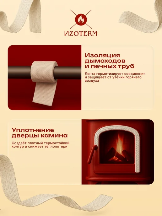 Термокомпоненты Огнеупорная лента 5×75 мм, 30 м, для теплоизоляции и защиты, 5x75 мм, 30 м, фото 2