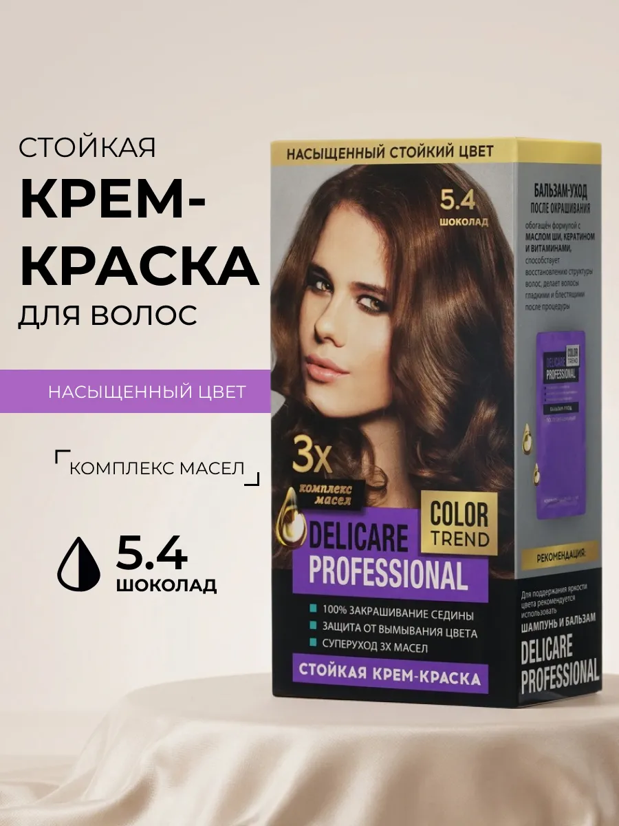 Стойкая крем - краска для волос Delicare Professional Color Trend 5.4 Шоколад