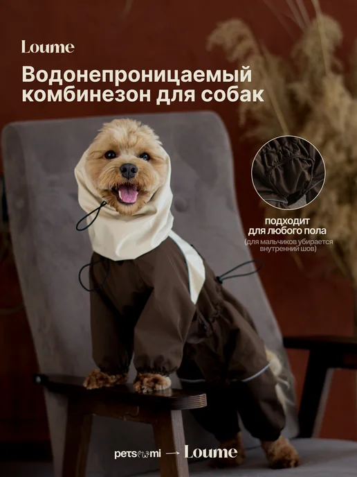Loume Комбинезон для собак, коричневый