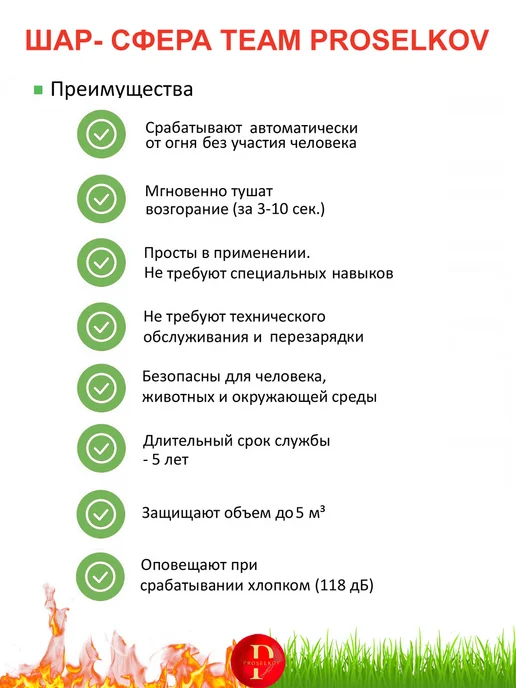 PROSELKOV Огнетушитель шар-сфера Team Премиум – 1 шт, 1 шт, фото 3