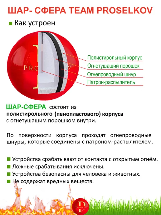 PROSELKOV Огнетушитель шар-сфера Team Премиум – 1 шт, 1 шт, фото 4