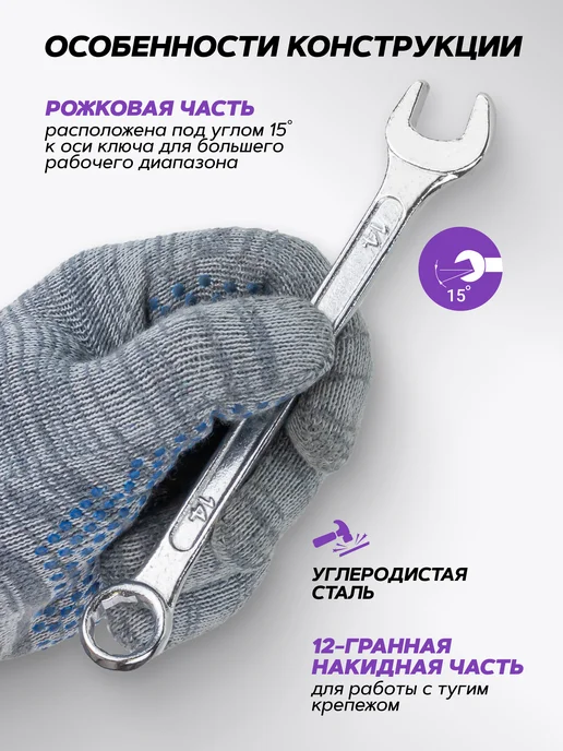 Помощник Набор ключей комбинированных 25 предметов, черный, фото 3