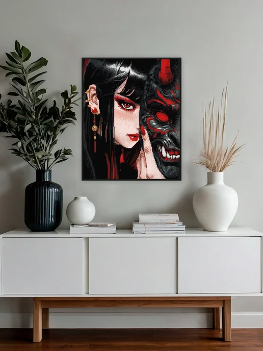 Алмазныи ряд Алмазная мозаика на подрамнике 40х50 Девушка с маской, 40x50, фото 2