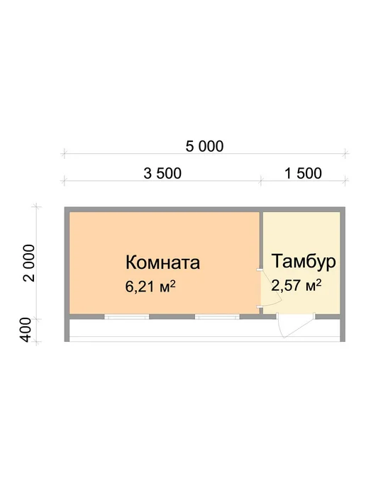 Дома VANDA Бытовка для дачи 4 x 2,4 м, в стиле хай-тек, отделка вагонка, 5x2.4 м, 2,4 м, фото 2