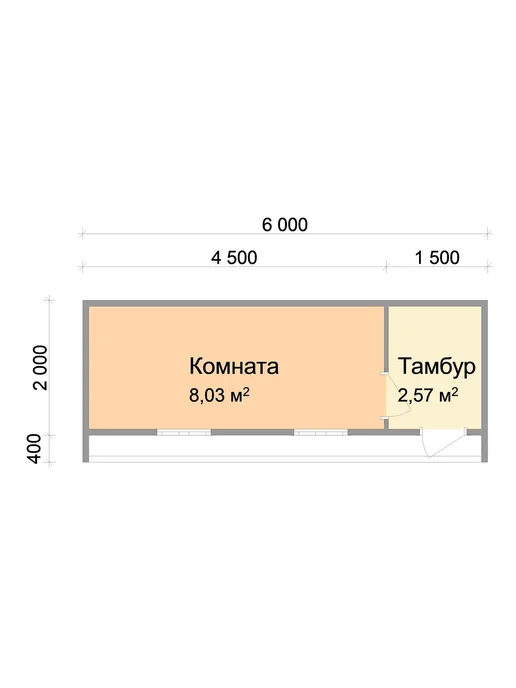 Дома VANDA Бытовка для дачи 4 x 2,4 м, в стиле хай-тек, отделка ДВП, 6x2.4 м, 2,4 м, фото 2