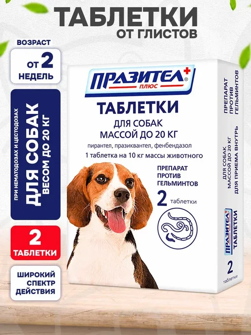 АСТРАФАРМ Таблетки от глистов мелких и средних собак Празител Плюс 2 т, вариант