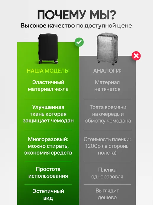 GravHome Чехол на чемодан L черный тканевый большой Л, черный, фото 6