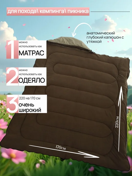 Борей Спальник туристический для похода отдыха до -15С хаки, серый, фото 5