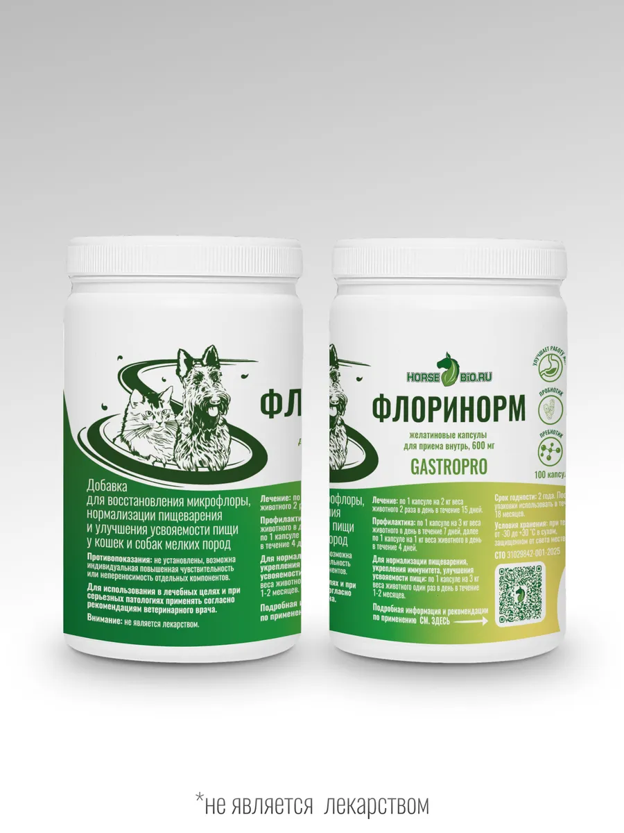 Добавка для микрофлоры собак и кошек, капсулы 100 шт