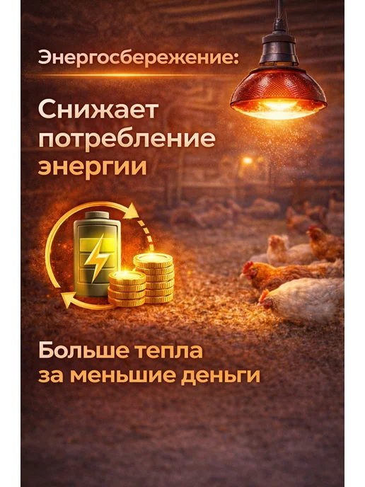 Инфракрасная лампа для обогрева птиц и животных, 200 Вт, 250 Вт, фото 2