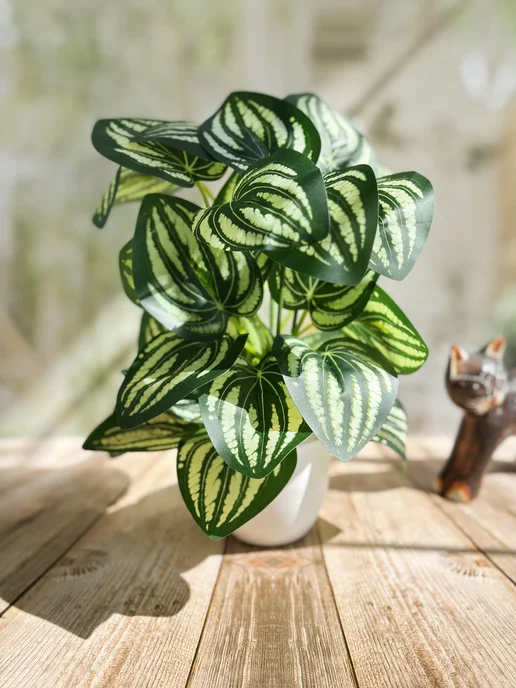 GreenHol Искусственные цветы в горшке для декора Пеперомия, зеленый, фото 3