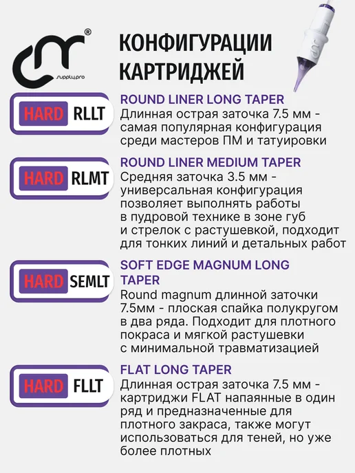 CM Supply Картриджи для перманентного макияжа и тату 30 01 RLLT HARD, вариант, фото 3