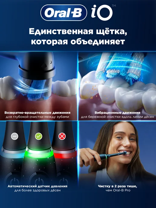 Oral-B Умная AI электрическая зубная щетка iO Series 10 iOM10, синий, фото 6