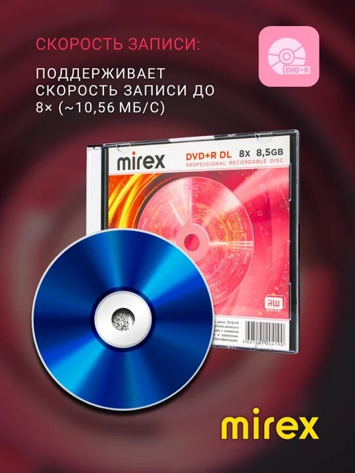 Mirex Диск DVD-R Dual Layer 8.5Гб двухслойный в Slim Case (10 шт), 8,5 ГБ, 10 шт, фото 4
