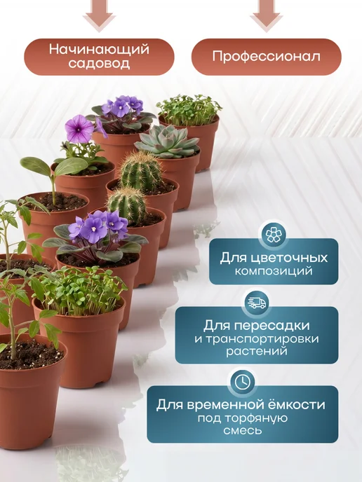 Botanica. Горшки для рассады пластиковые 10 шт по 0,2 л, 10 шт, 50 мл, в упаковке 150 г, фото 5