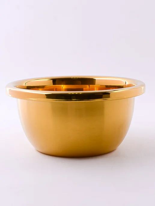Миска металлическая кухонная нержавейка золото 1,4 л - фото 13