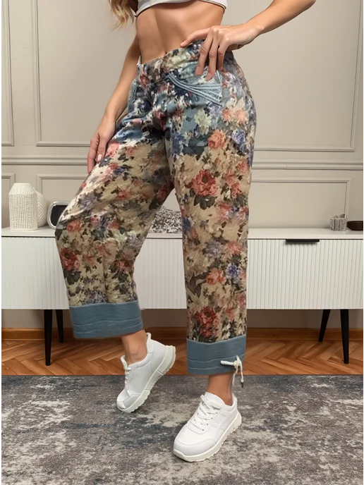 Amour Women Капри брюки на резинке, синий, фото 2