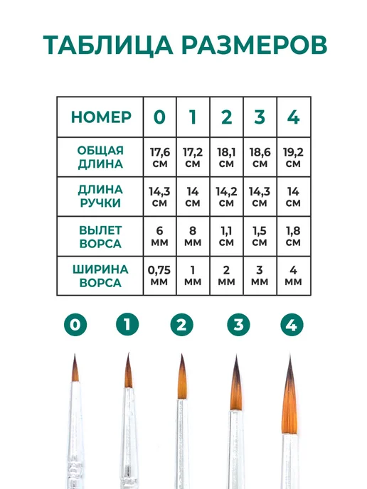Малевичъ Кисть из синтетики набор 5 шт круглые, 5 шт, фото 2