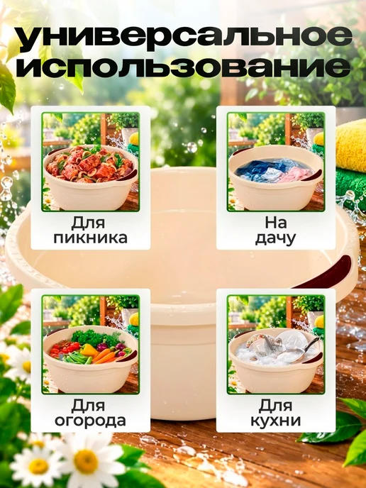 Милих Таз круглый с ручками 14 л, 14 л, фото 2