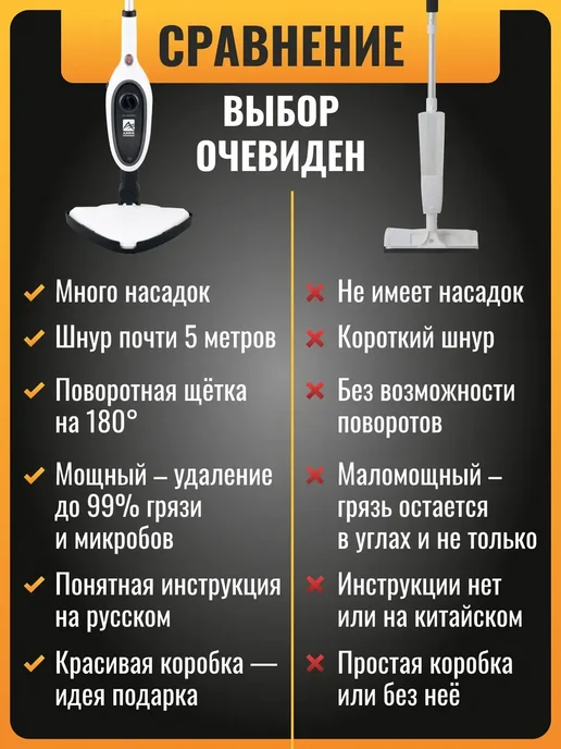 паровая швабра и пароочиститель Паровая швабра с насадками, белый, фото 7