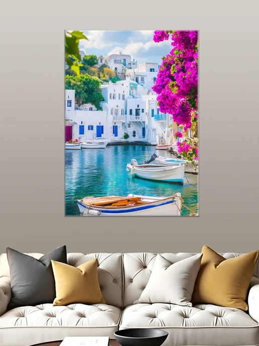 Картина в дом Картина на стену "Море Санторини", 50х70 см, 50x70 см, фото 5